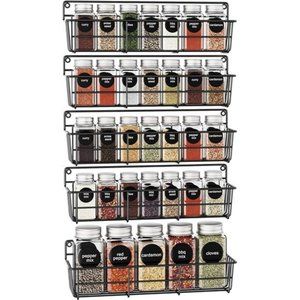 5 Pack Spice Rack Seasoning Organizer Wall Mount, Hanging Spice Organizer Shelf